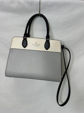 kate spade Two-Tone Leather Satchel in White, Gray & Black